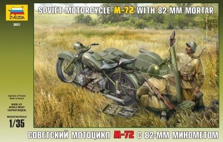 Sovětský motocykl M-72 s minometem